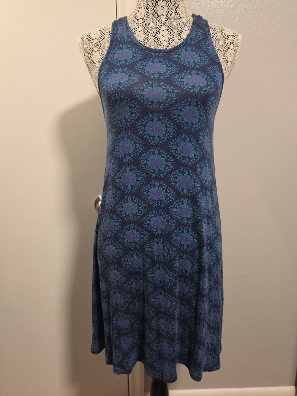 NATURAL LIFE Navy & Teal Floral Racerback Dress